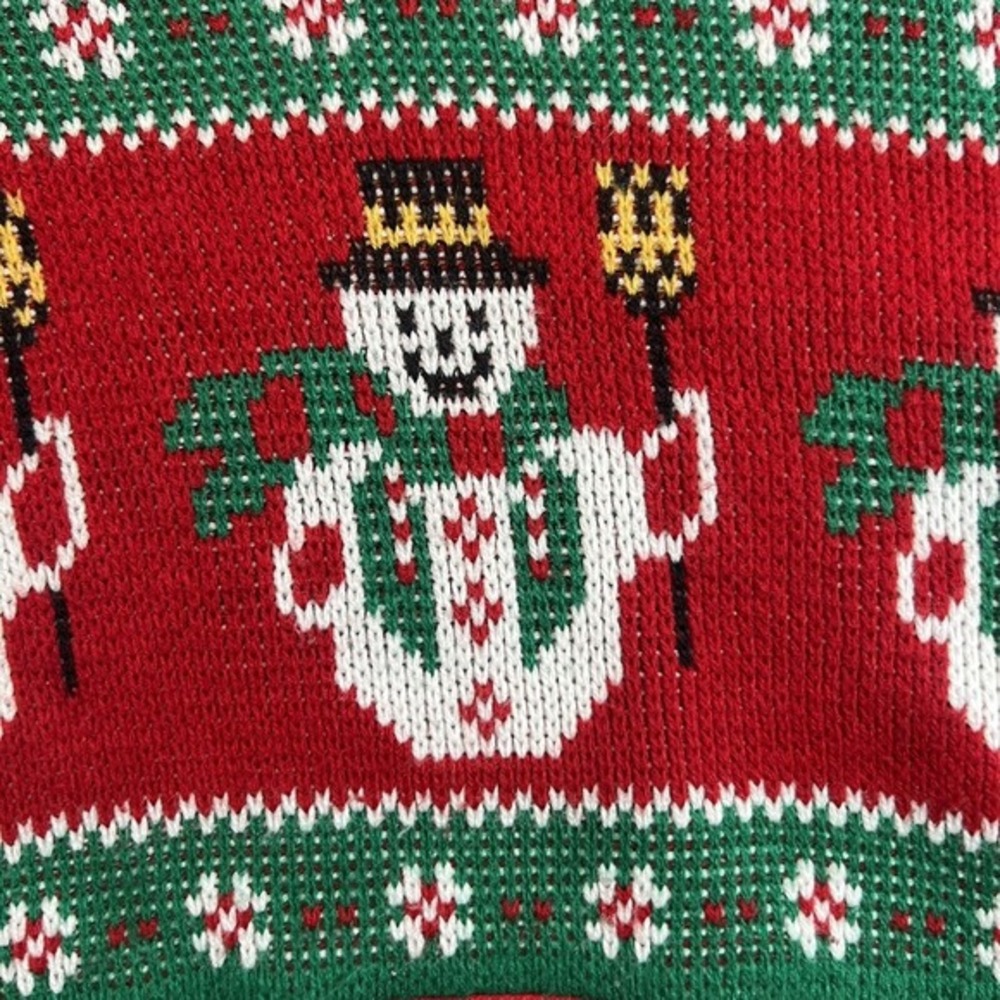 VTG Adult Large Ugly Christmas Sweatshirt Snowman Mock Neck Red See Pics For Mts - Picture 3 of 6